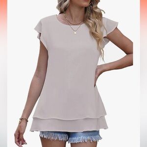 Elegant Grey Cap Sleeve Blouse